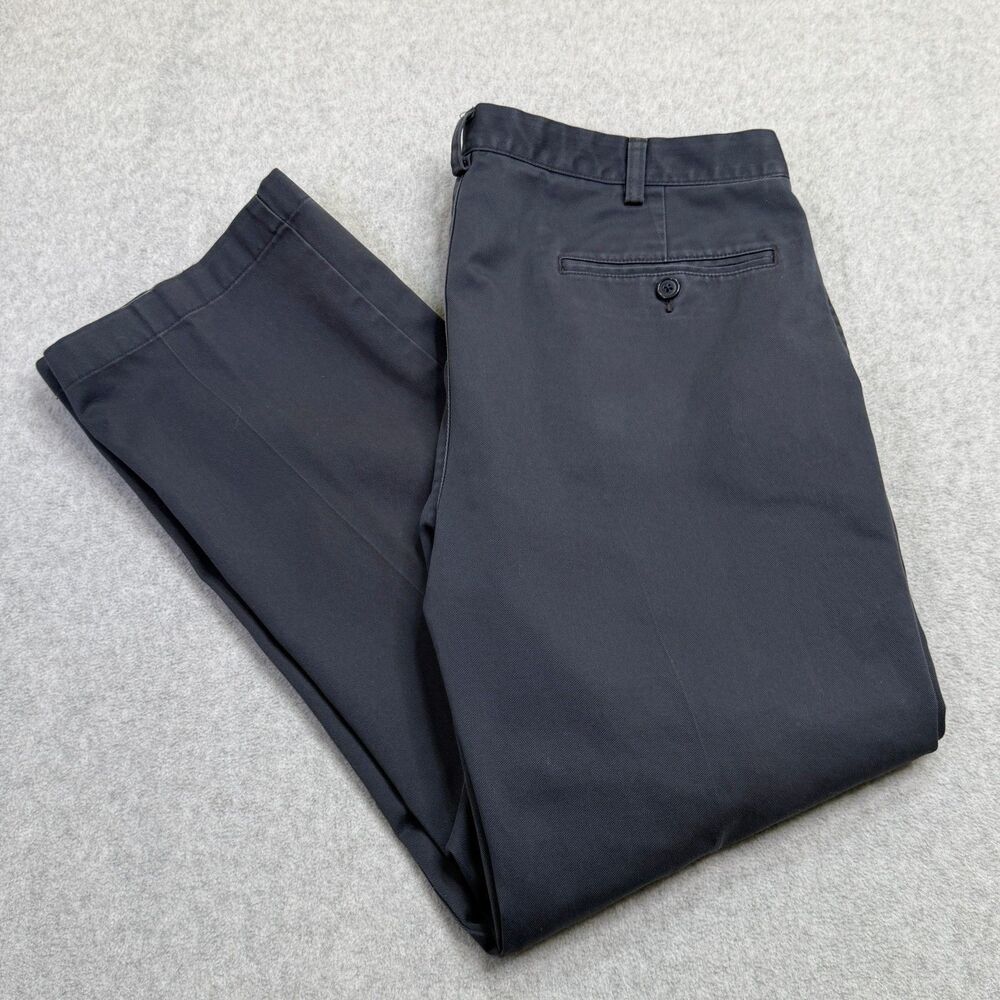 L.L. Bean Mens Chino Pants 36x29 Navy Blue Standard Fit Cotton Casual